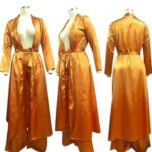 Gold 2 Piece Satin Silk Kimono Set